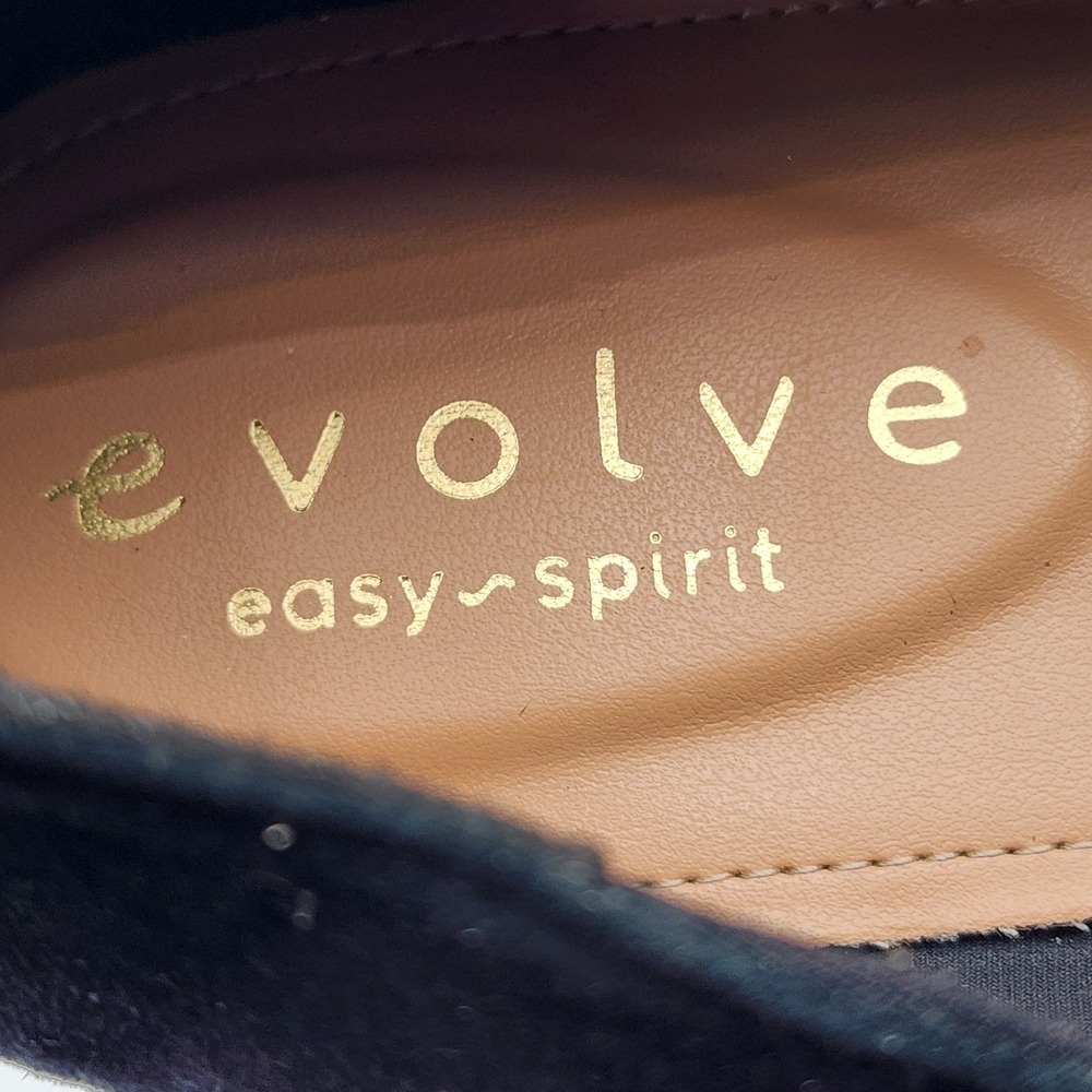 Evolve Easy Spirit Pip8 Women Size 8M Black Suede Loafer Marbled Grosgrain Top - Picture 7 of 9